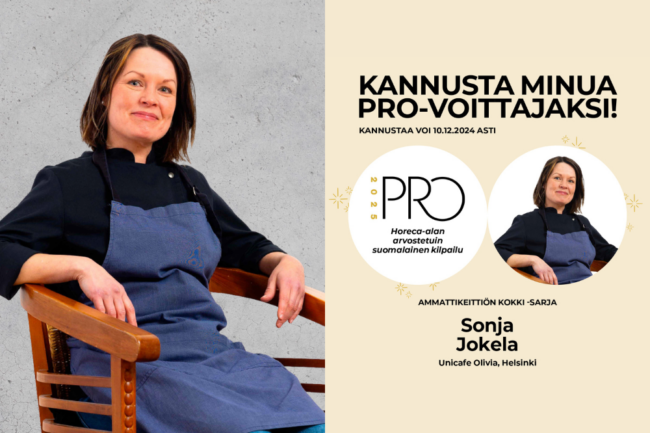 UniCafen Sonja Jokela ehdolla PRO 2025 -kilpailun finaalissa